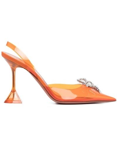 AMINA MUADDI Zapatos con detalle de lazo y tacón de 100mm - Naranja