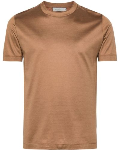 Canali Crew-neck Cotton T-shirt - Brown