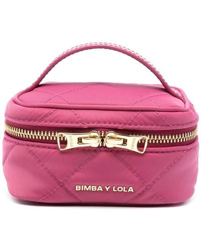 Bimba Y Lola Logo-lettering Quilted Makeup Bag - Pink