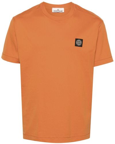 Stone Island T-shirt Met Compass-logopatoon - Oranje