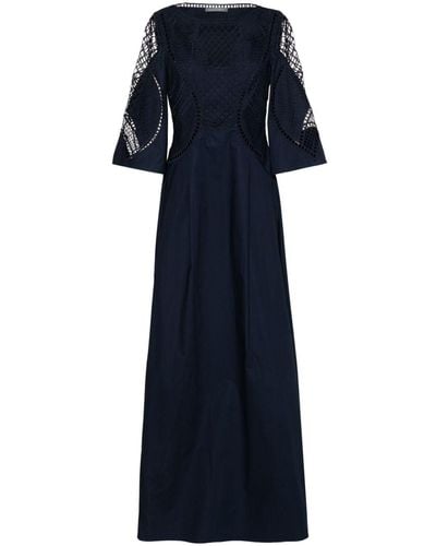 Alberta Ferretti Lace Poplin Maxi Dress - Blue