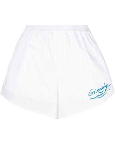 Givenchy Short en coton à logo imprimé - Blanc