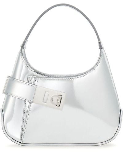 Ferragamo Small Hobo Leather Shoulder Bag - White