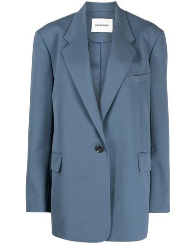 Low Classic Single-breasted Oversize-frame Blazer - Blue