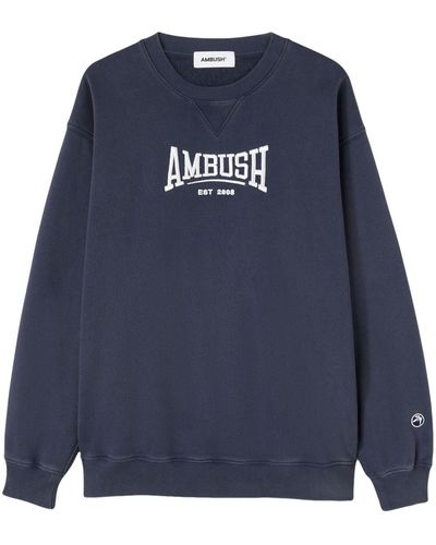 Ambush Logo-embroidered Organic-cotton Sweatshirt - Blue