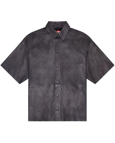 DIESEL S-emin-lth Leather Shirt - Gray