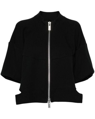 Sacai Reißverschluss-Sweatshirt mit Einsätzen - Schwarz