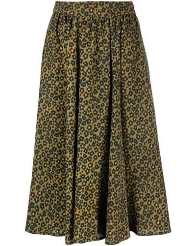 KENZO Floral-print Midi Skirt - Green