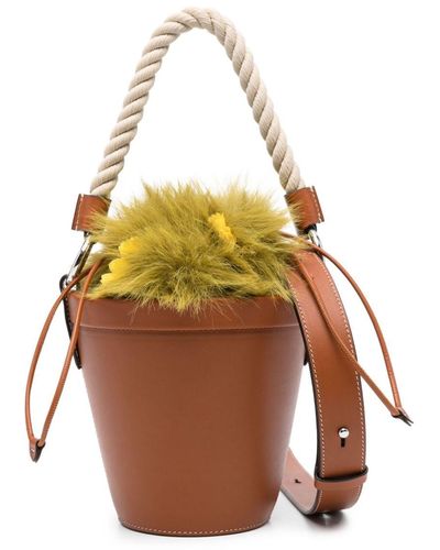 Maison Margiela Flower Leather Bucket Bag - Yellow