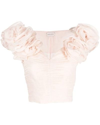 Magda Butrym Puff-sleeve Cropped Top - Pink