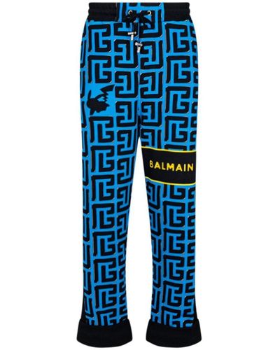 Balmain Pantaloni sportivi con stampa - Blu