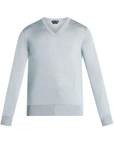 Tom Ford V-neck Silk-blend Sweater - Blue