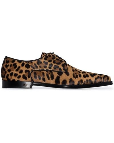 Dolce & Gabbana Derby-Schuhe mit Leo-Print - Braun