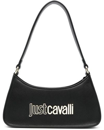 Just Cavalli Schultertasche mit Logo-Schild - Schwarz
