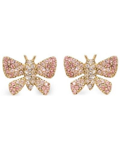 Oscar de la Renta Boucles d'oreilles Butterfly serties de cristaux - Rose