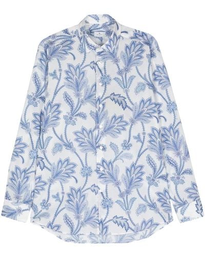 Etro Hemd mit Blumen-Print - Blau