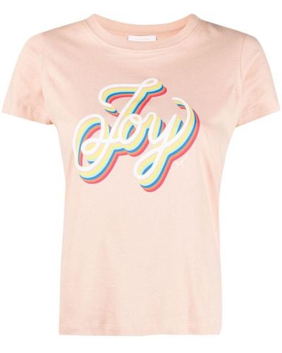 See By Chloé T-shirt Met Grafische Print - Roze