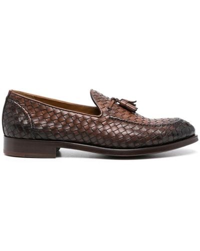 Doucal's Interwoven Leather Loafers - Brown