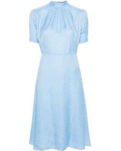 Givenchy Monogram-jacquard Silk Dress - Blue