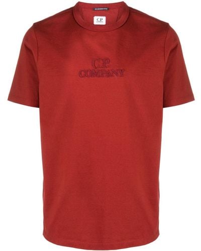 C.P. Company T-shirt en coton à logo brodé - Rouge