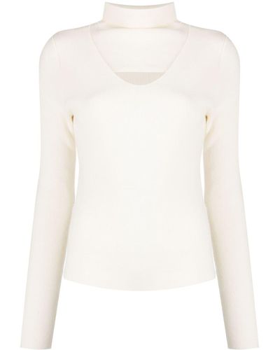 B+ AB Layered High-neck Wool Sweater - White