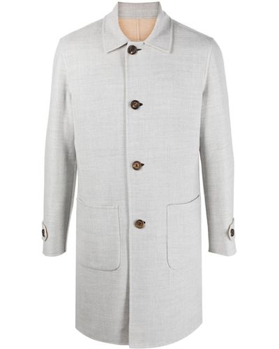 Eleventy Spread-collar Button-down Coat - White