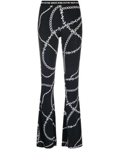 Versace Jeans Couture Pantalon évasé à imprimé chaIne - Noir