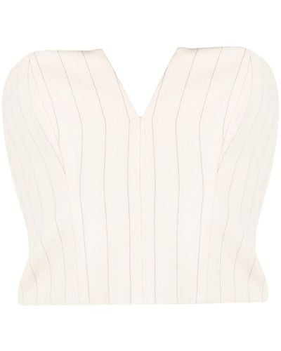 Zimmermann Haut-corset crop à fines rayures - Blanc