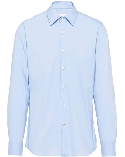 Prada Long-sleeved Poplin Shirt - Blue