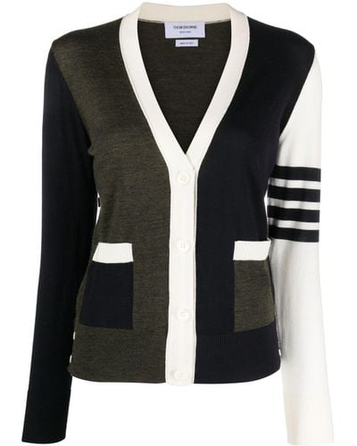 Thom Browne Semi-sheer Panelled Knitted Cardigan - Black