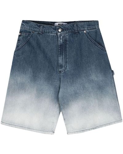 MSGM Pantalones vaqueros cortos con efecto sombreado - Azul
