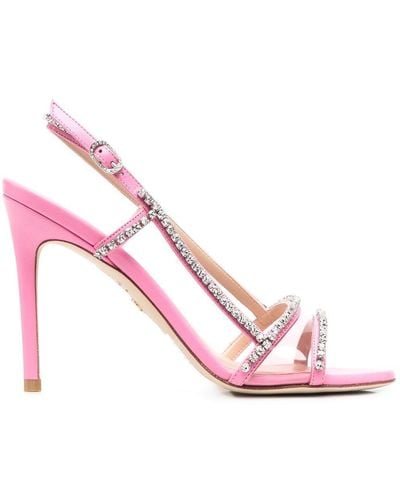 Stuart Weitzman Mondrian Glam Crystal-embellished 100mm Sandals - Pink