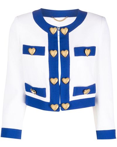 Moschino Giacca crop con placca - Blu