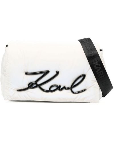 Karl Lagerfeld Schultertasche mit Logo-Schild - Weiß