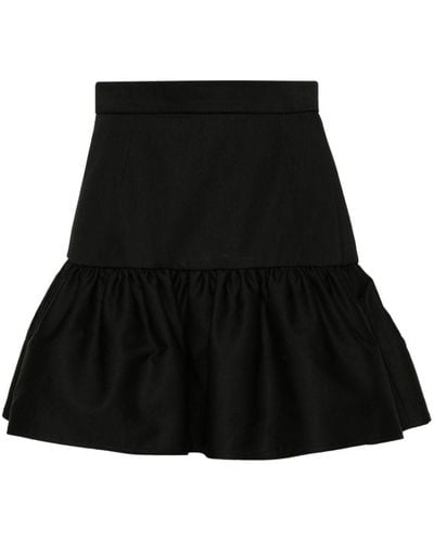 Patou Gabardine Tiered Miniskirt - Black