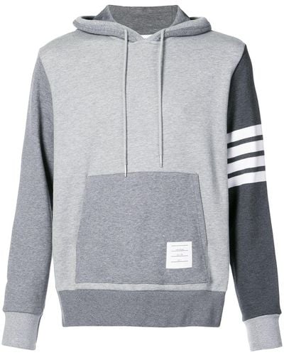Thom Browne Hoodie Pullover With Tonal Fun Mix In Classic Loop Back With Engineered 4-bar - Grijs