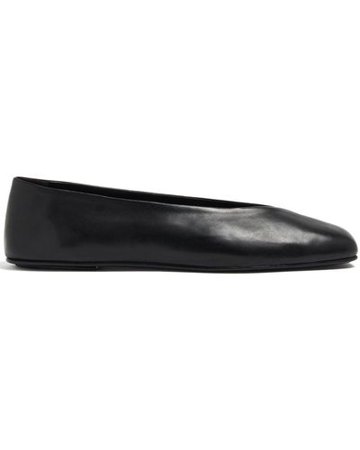 The Row Leather Ballerina Shoes - Black