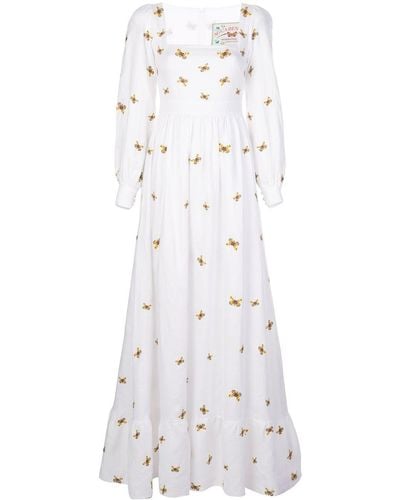 Agua Bendita Curuba Butterfly Dress - White