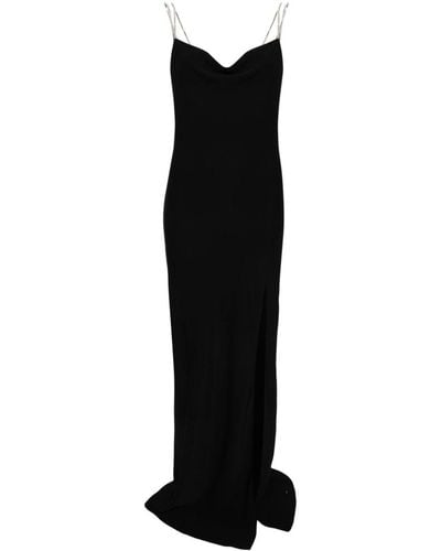 Nissa Rhinestoned Open-back Maxi Dress - Black
