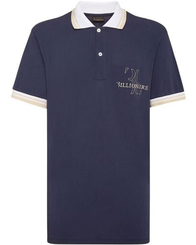 Billionaire Logo-embroidered cotton polo shirt - Blau