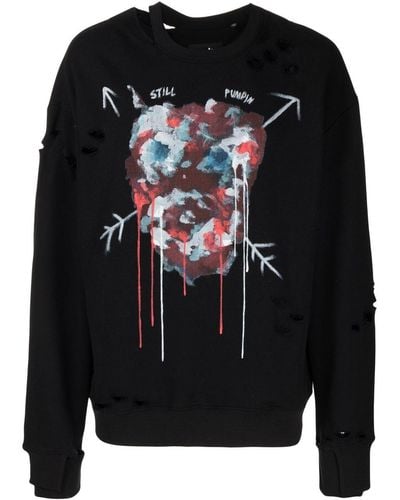 Haculla Distressed Cut-out Graphic Sweatshirt - Black