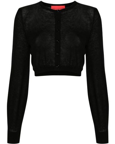 Wild Cashmere Fine-ribbed Cropped Cardigan - Black