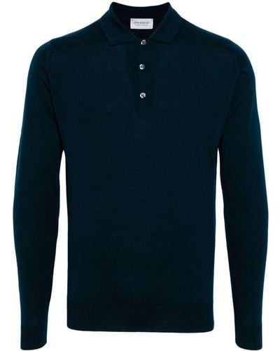 John Smedley Belper Wool Polo Shirt - Blue