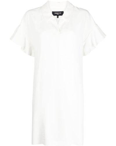 Paule Ka Ruffle-cuffs Short-sleeve Dress - White