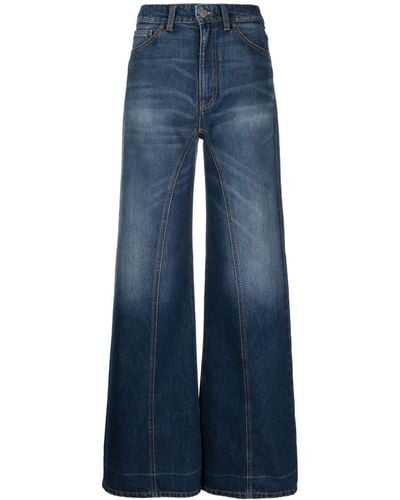 Victoria Beckham Wide-leg Cotton Jeans - Blue