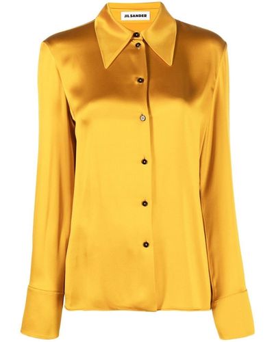 Jil Sander Seidenhemd mit spitzem Kragen - Gelb