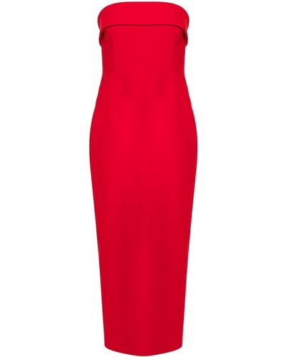 The New Arrivals Ilkyaz Ozel Dart-detail Strapless Dress - Red