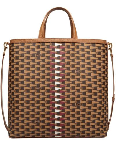 Bally Pennant-print Faux-leather Tote Bag - Brown