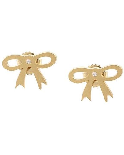 Irene Neuwirth 18kt Yellow Gold Bow Stud Earrings - White