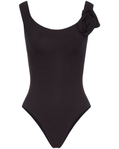 Valentino Garavani Floral-appliqué Swimsuit - Black